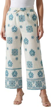 Roaman's Plus Size Wide Leg Cotton Crop Pant
