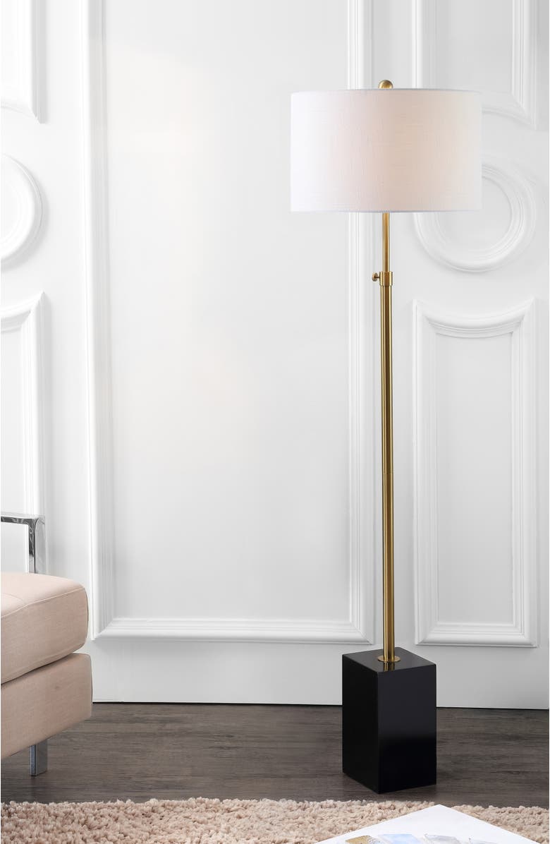 JONATHAN Y Lafayette 65" Adjustable Height LED Floor Lamp, Brass/Black, Alternate, color, Brass Gold/Black