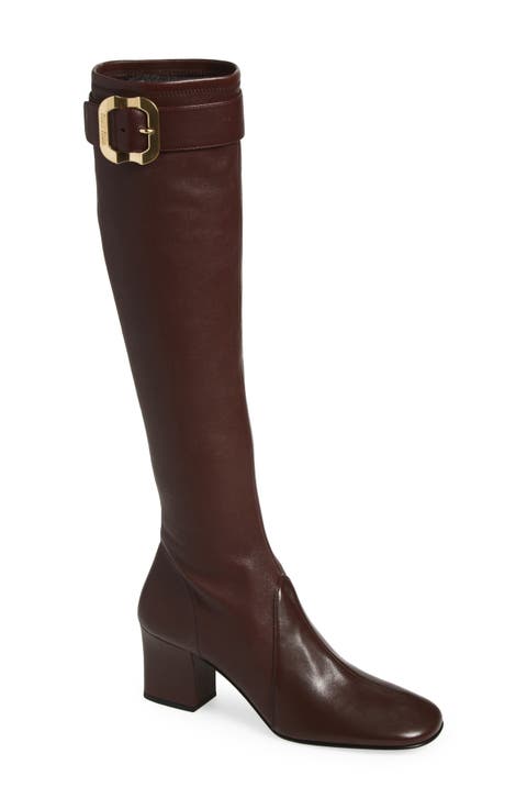 Buckle Strap Knee High Boot (Women)
