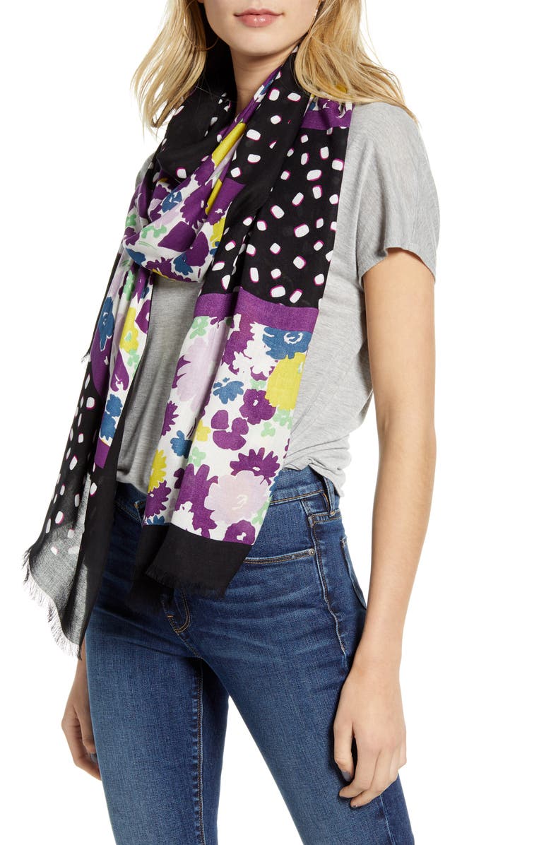 Kate Spade New York mixed stripe twill scarf, Main, color, 