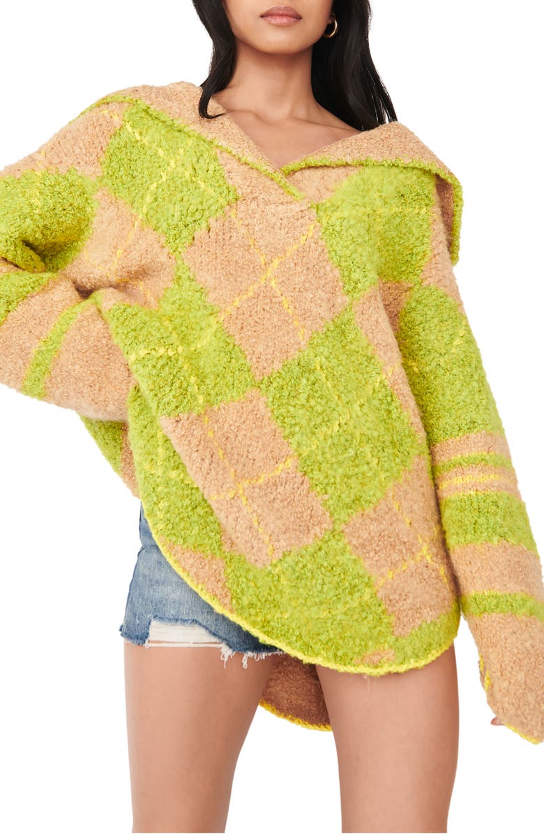 Free People Sunshine to Follow Argyle Cotton Blend Sweater, Main, color,