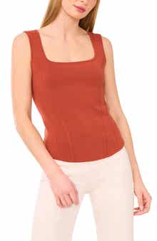 Halogen® Square Neck Corset Sweater Tank
