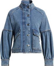 Treasure & Bond Blouse Sleeve Denim Jacket