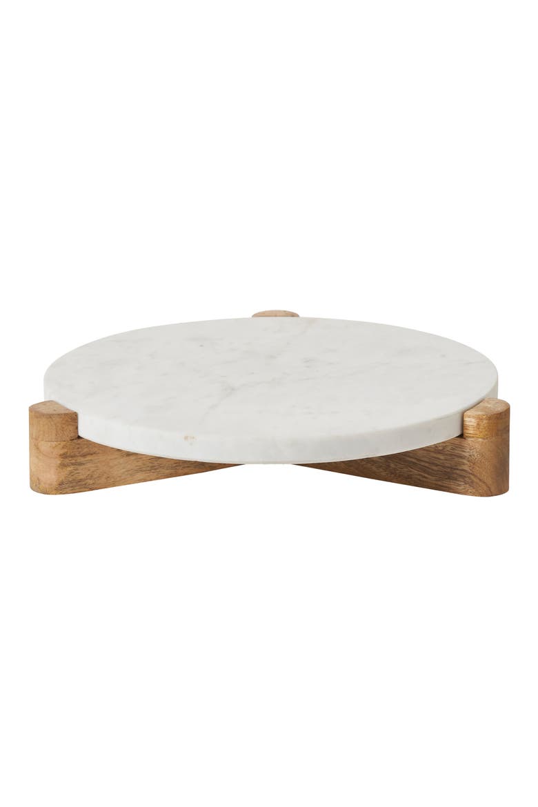Marble & Wood Tray, Main, color, WHITE