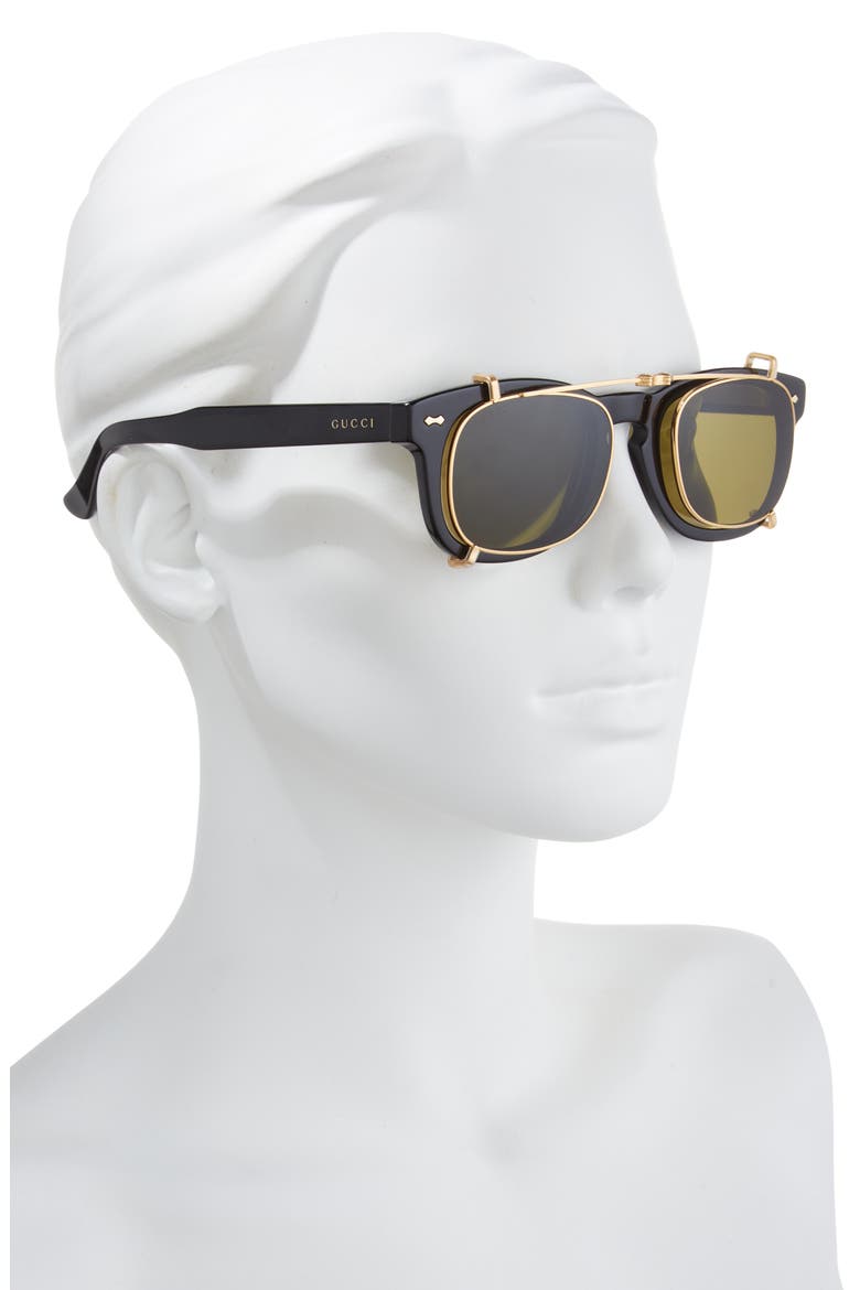 49mm Square Sunglasses, Alternate, color, BLACK BLACK YELLOW