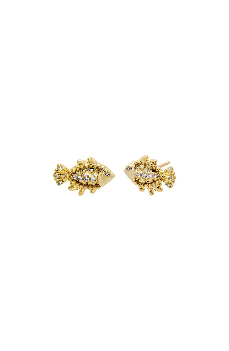 BY ADINA EDEN CZ Fish Stud Earring, Main, color, Gold