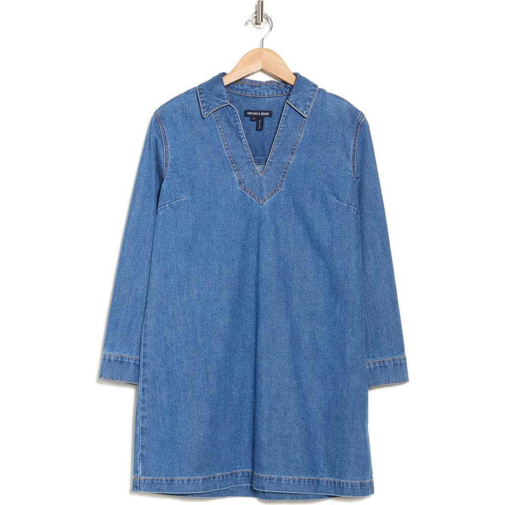 Shop Veronica Beard Wasta Long Sleeve Denim Minidress In Cornflower