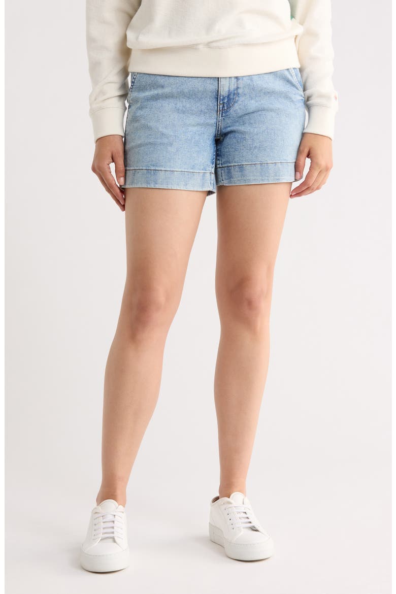 Organic Cotton & Linen Blend Denim Shorts, Main, color, SUMMER SEAS WASH