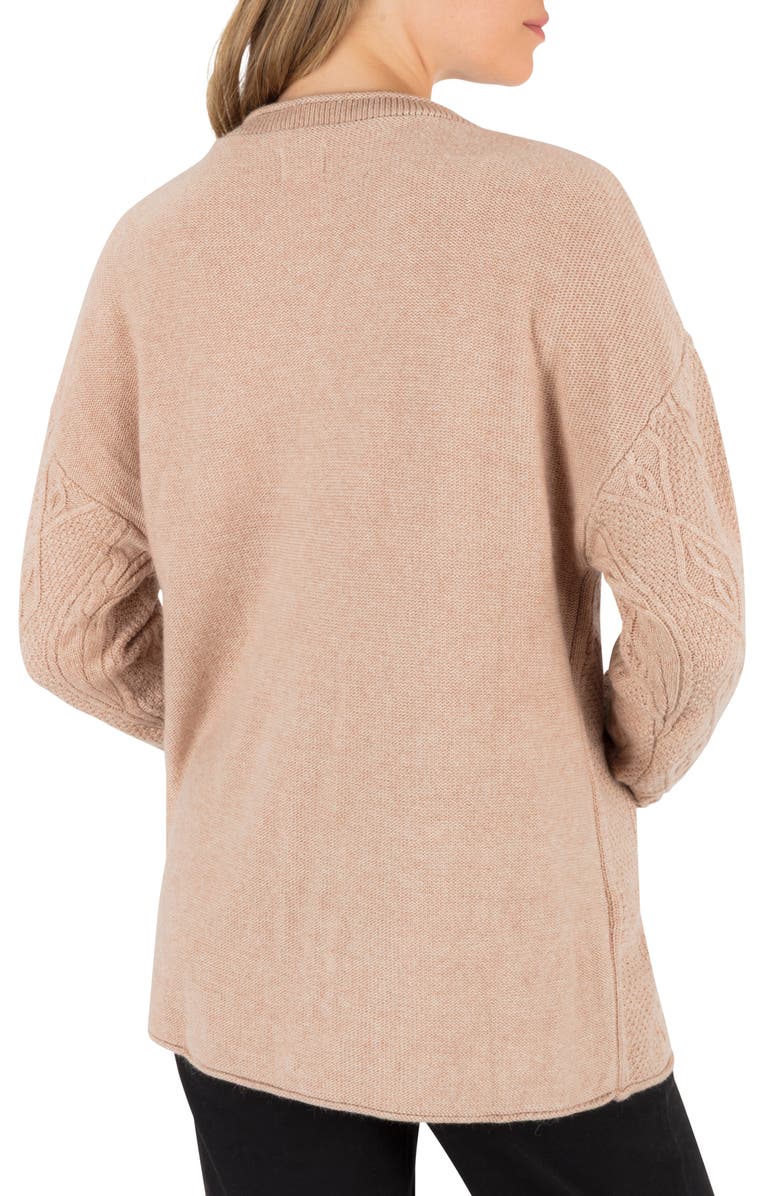 Hurley New Roads Cable Stitch Cardigan, Alternate, color, Heather Oatmeal