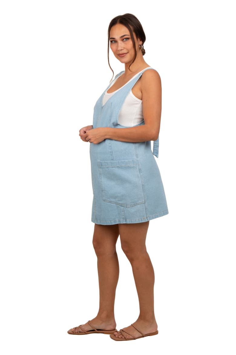 Denim Side Pocket Overall Dress, Alternate, color, Blue