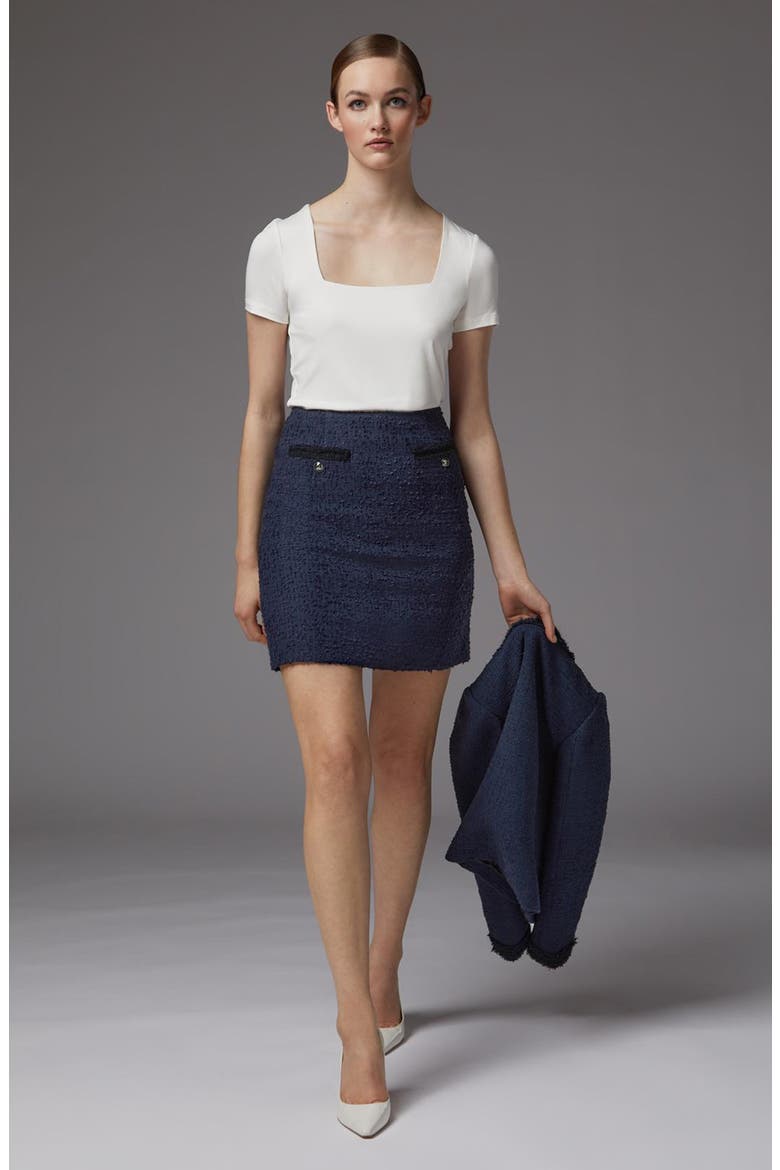 Charlee Tweed Miniskirt, Alternate, color, NAVY