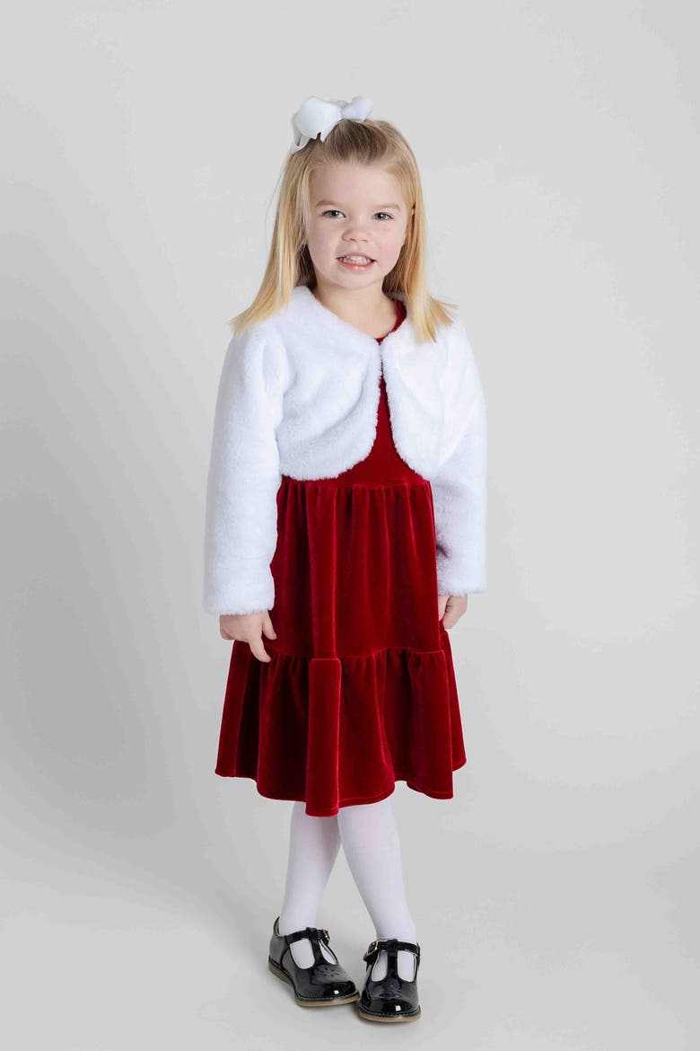 Stretch Velvet Dress With Tulip Sleeves, Alternate, color, Red