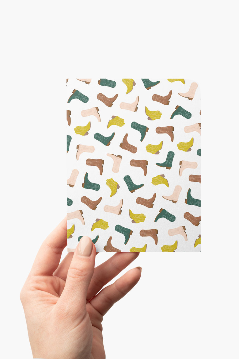8 Boxed Cowboy Boots Notecards Stationery, Alternate, color, Blush / White / Green / Brown