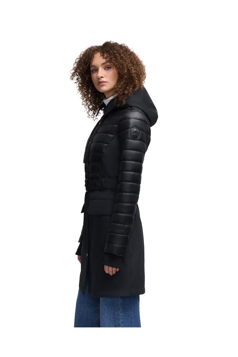 Opal Trench Coat with Quilted Accent, Alternate, color, Black