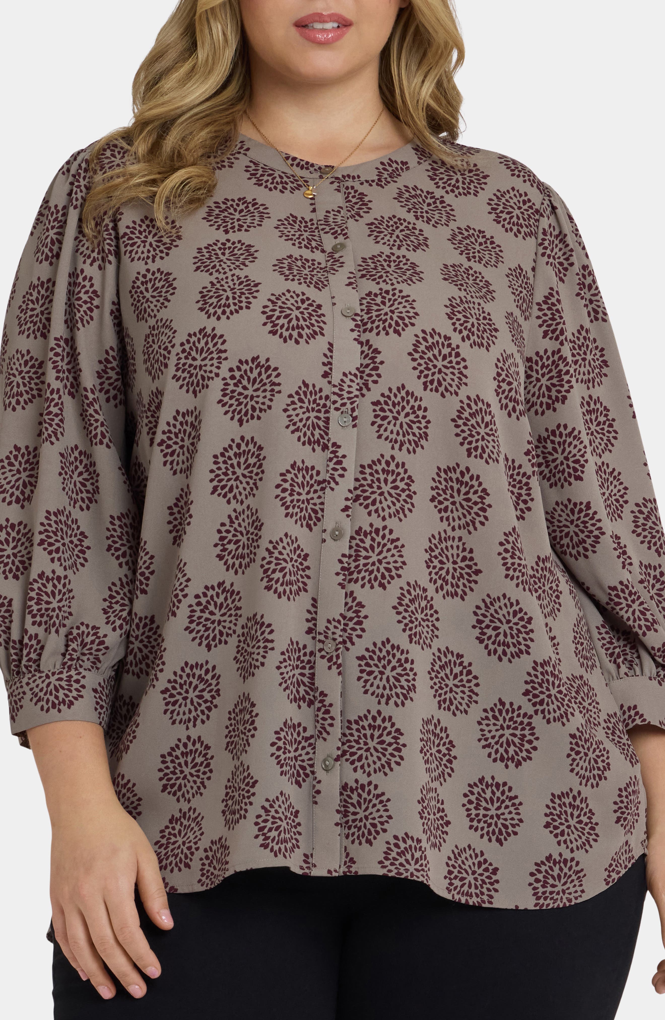 Bonnie Print Georgette Button-Up Top - image 3