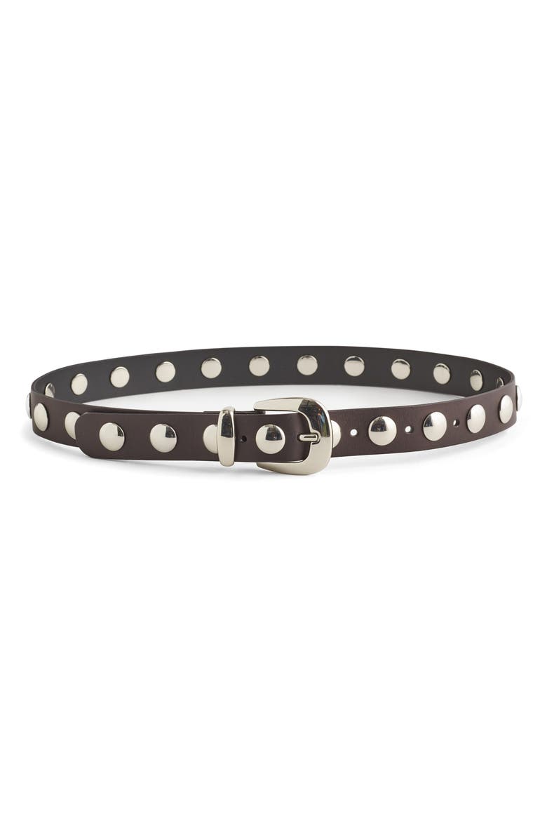 Studded Western Leather Belt, Main, color, TRUE BLACK MULTI