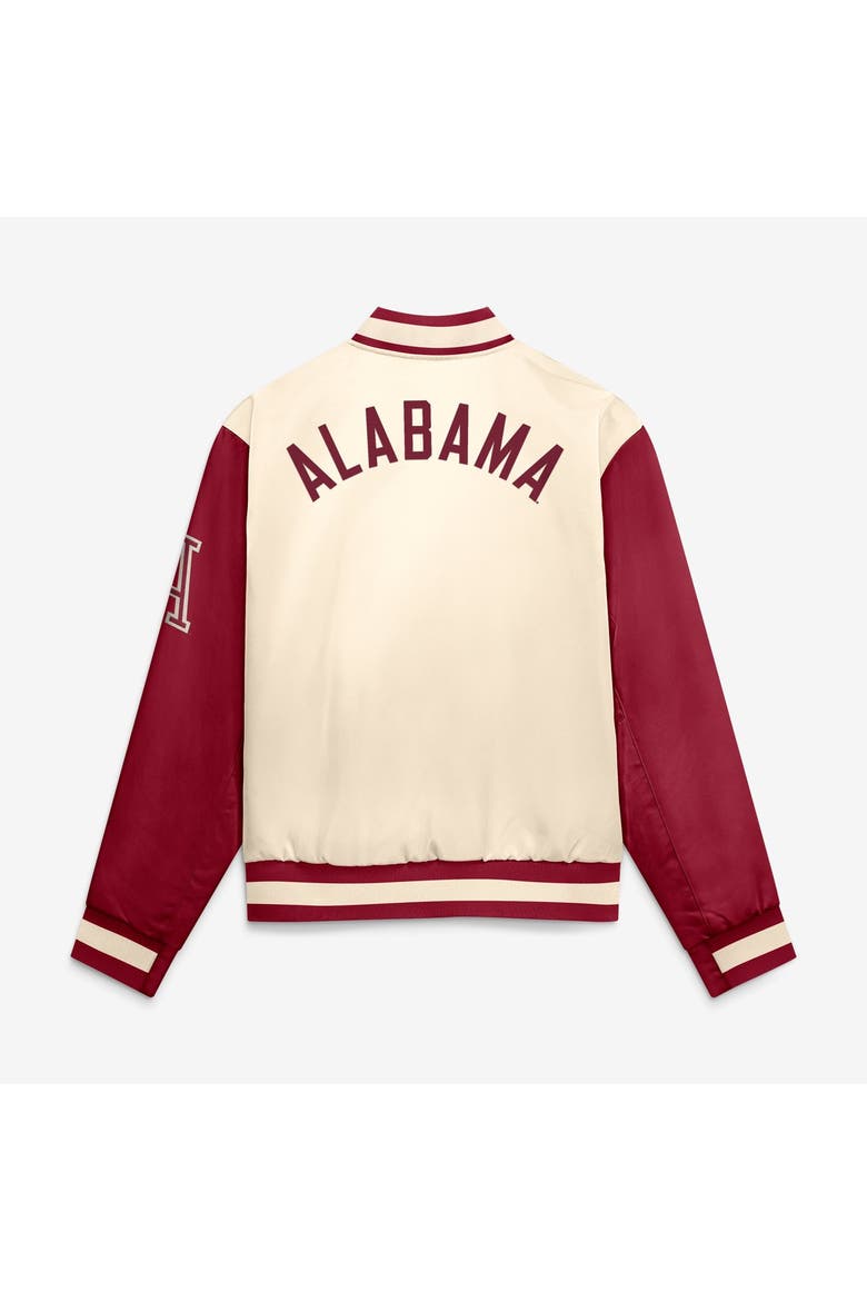 Men's Nike  Natural/Crimson Alabama Crimson Tide Legacy Full-Snap Bomber Jacket, Alternate, color, Natural