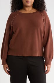 Adrianna Papell Dolman Lace-Up Sweater