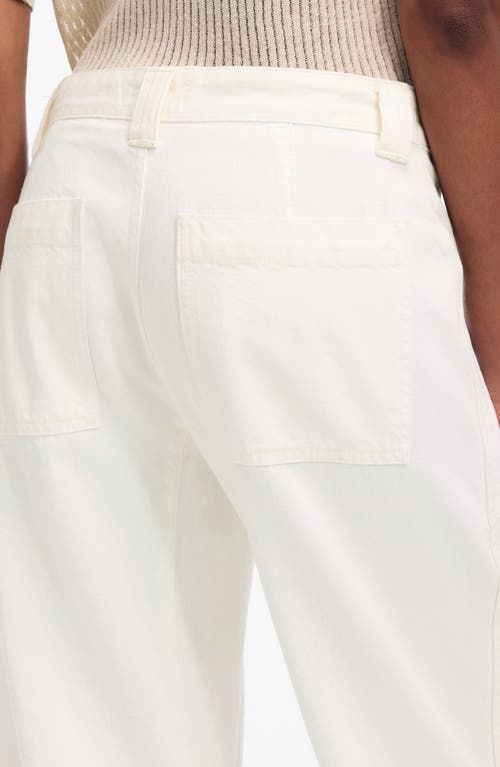 Madewell The Darted Raw Hem Barrel Leg Utility Jeans In Neutral