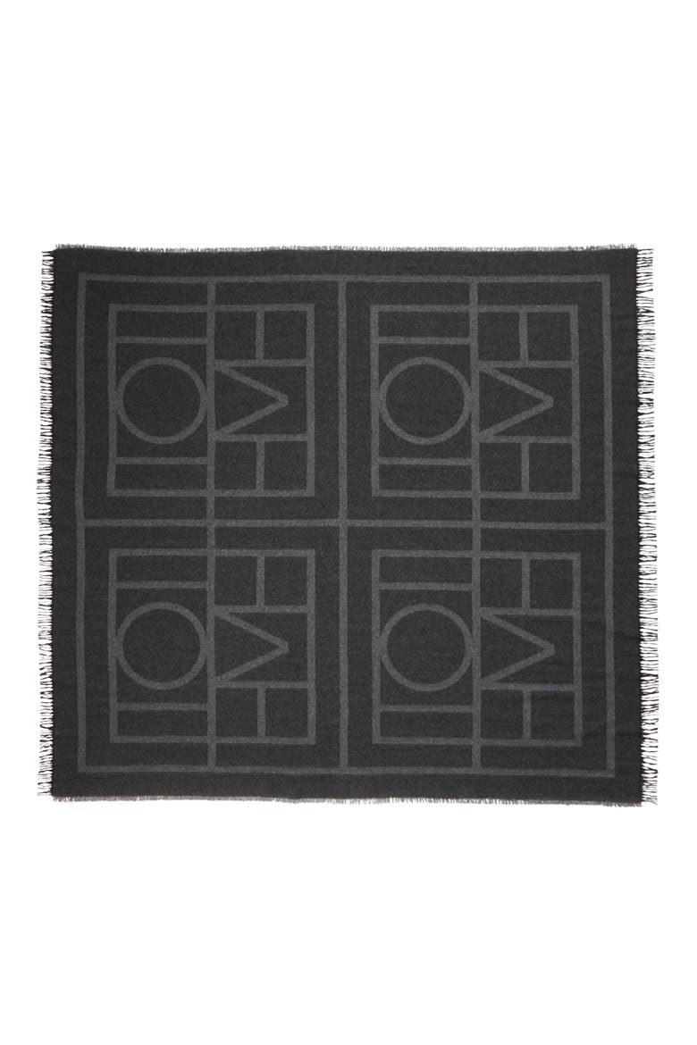 Monogram Wool & Cashmere Fringe Scarf, Alternate, color, DARK GREY MONOGRAM