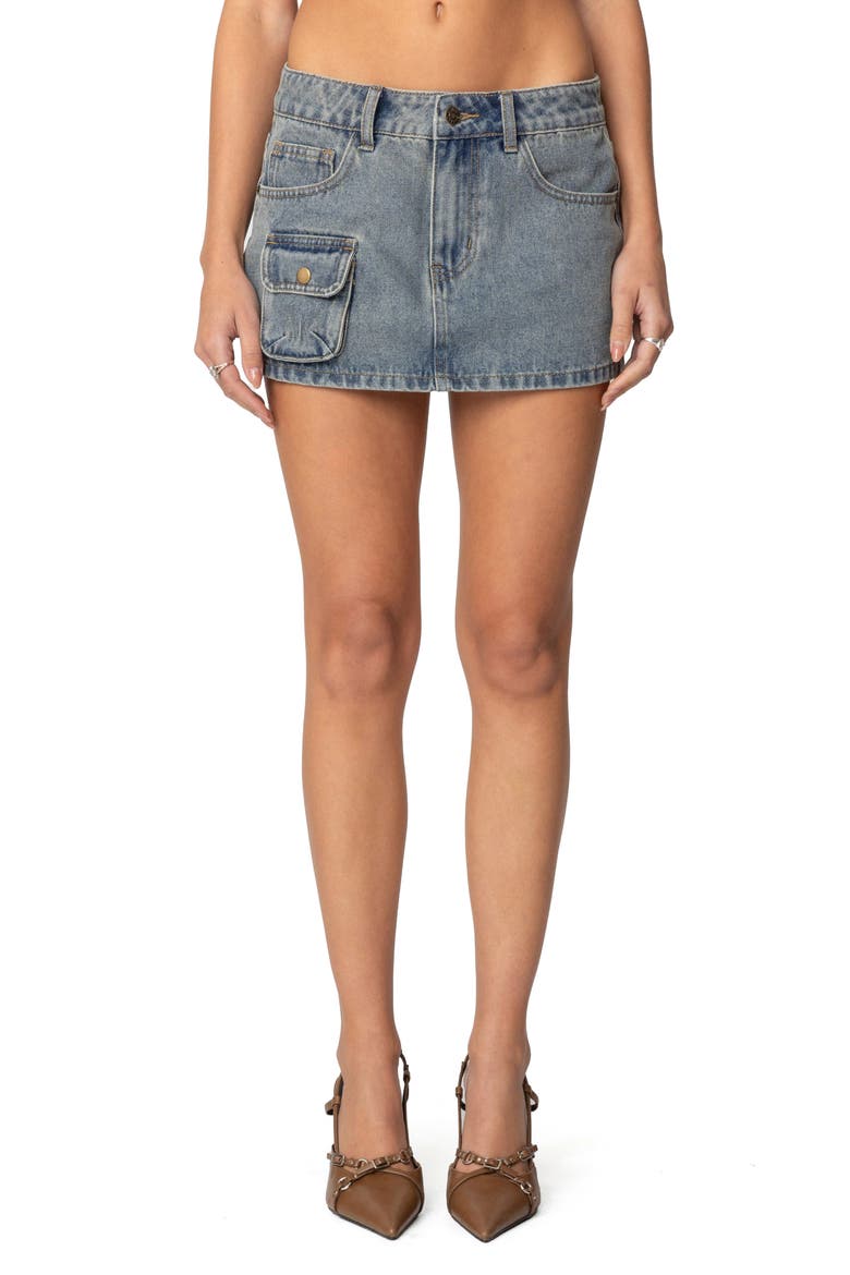 Quinlan Denim Cargo Miniskirt, Main, color, BLUE