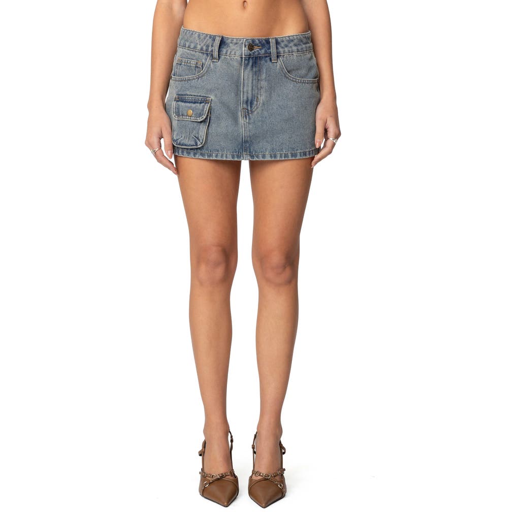 Edikted Quinlan Denim Cargo Mini Skirt In Blue