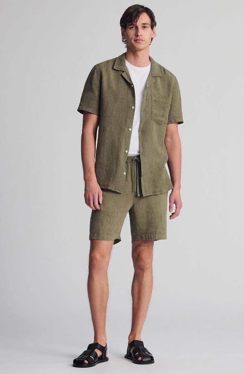 Mavi Jeans Drawstring Linen Shorts, Alternate, color, Kalamata