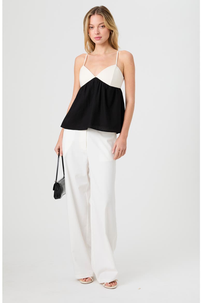 Phoebe Ponte Colorblocked Camisole, Alternate, color, BLACK/ PORCELAIN CREAM