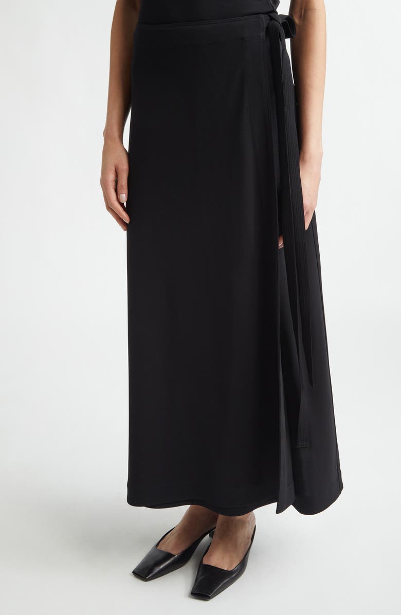 TOTEME Silk & Cotton Jersey Wrap Skirt, Alternate, color, Black