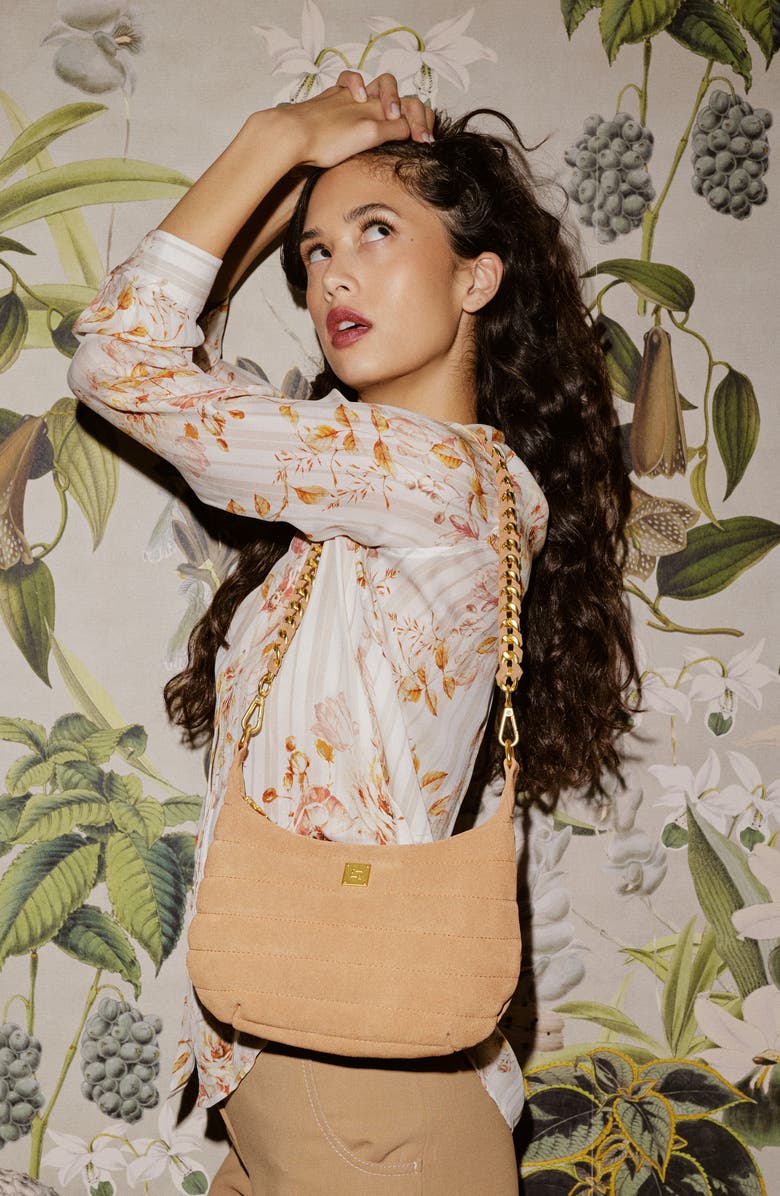 THINK ROYLN Quilted Mini Moon Crossbody Bag, Alternate, color, Terracotta Suede