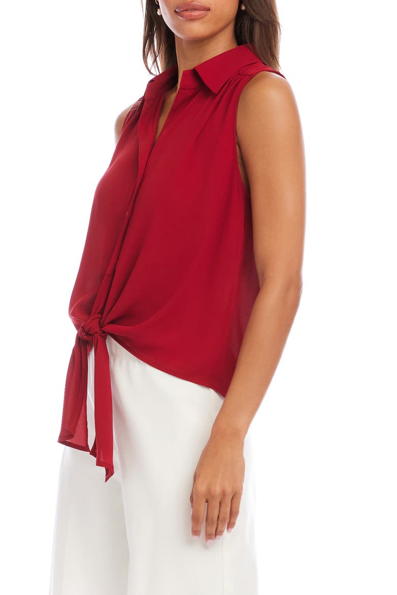 Sleeveless Tie Front Crepe Top, Alternate, color, RED
