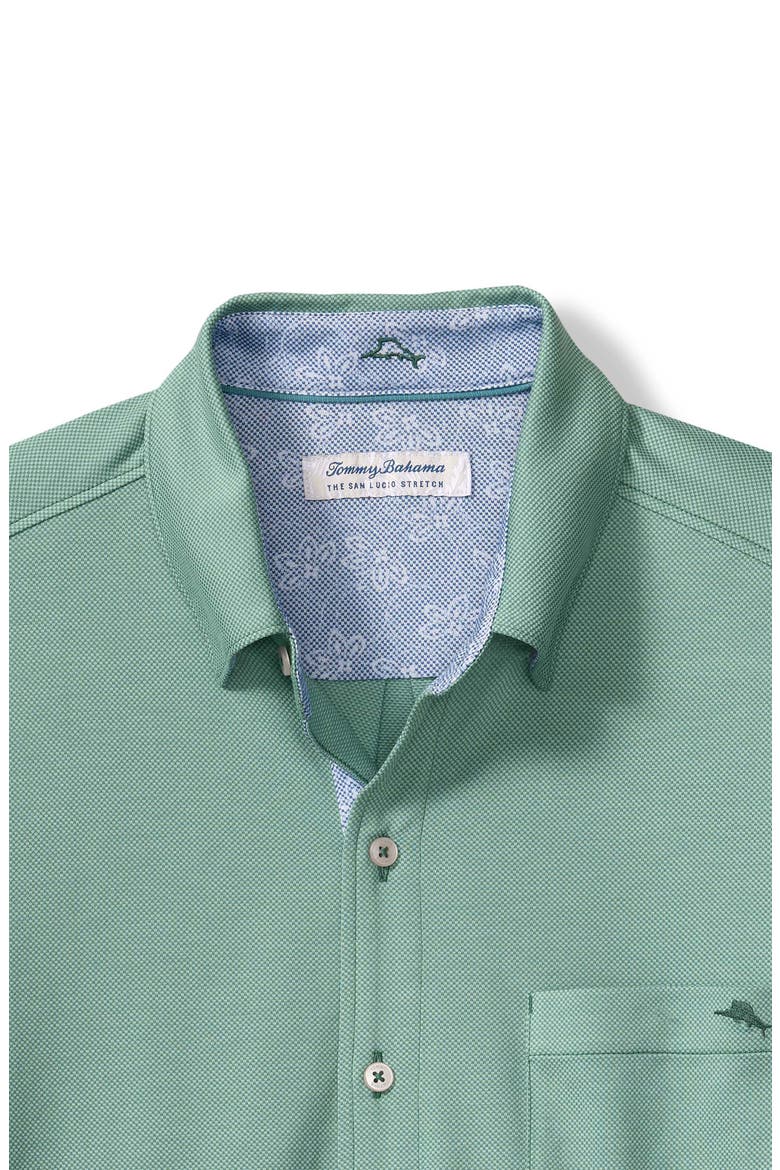 San Lucio Lotus Happy Hour IslandZone® Short Sleeve Cotton Blend Button-Up Shirt, Alternate, color, DARK SPA