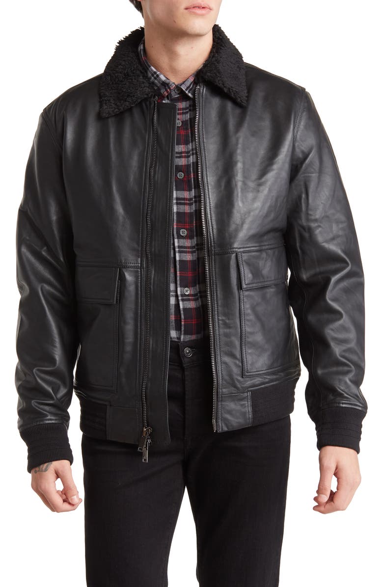 Slate & Stone Faux Shearling Leather Aviator Jacket, Main, color,