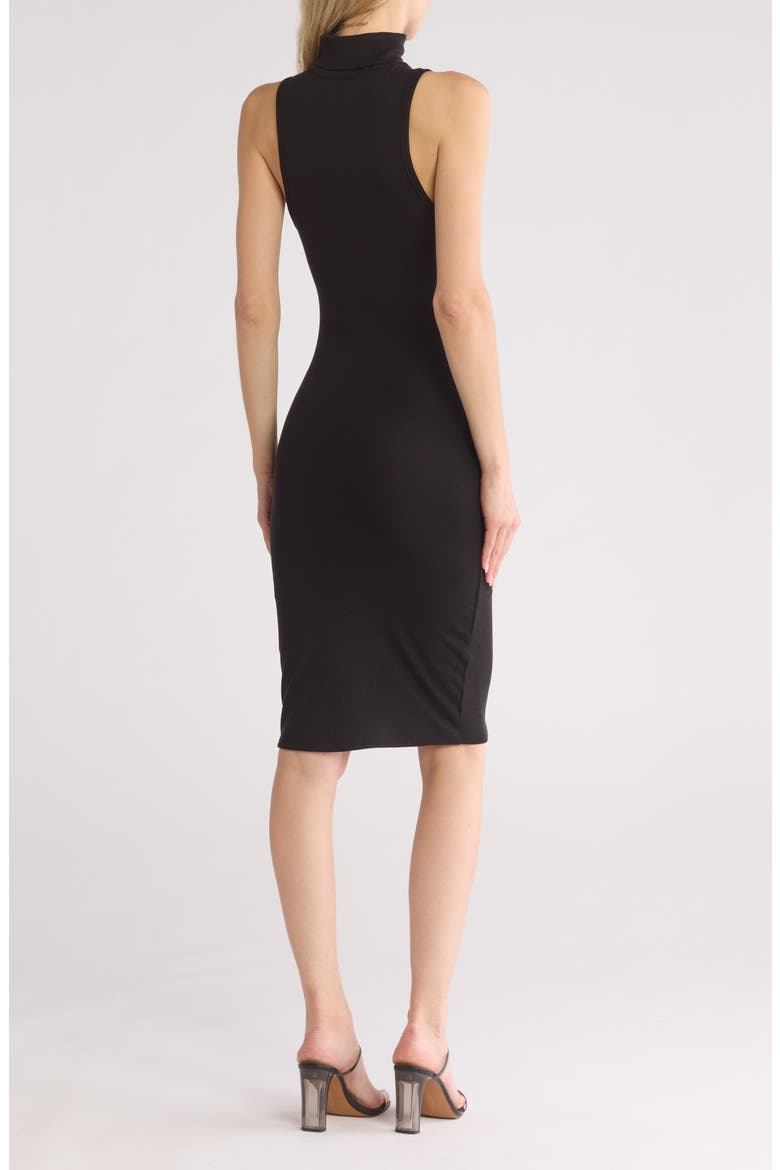 Turtleneck Sleeveless Minidress, Alternate, color, BLACK RIB
