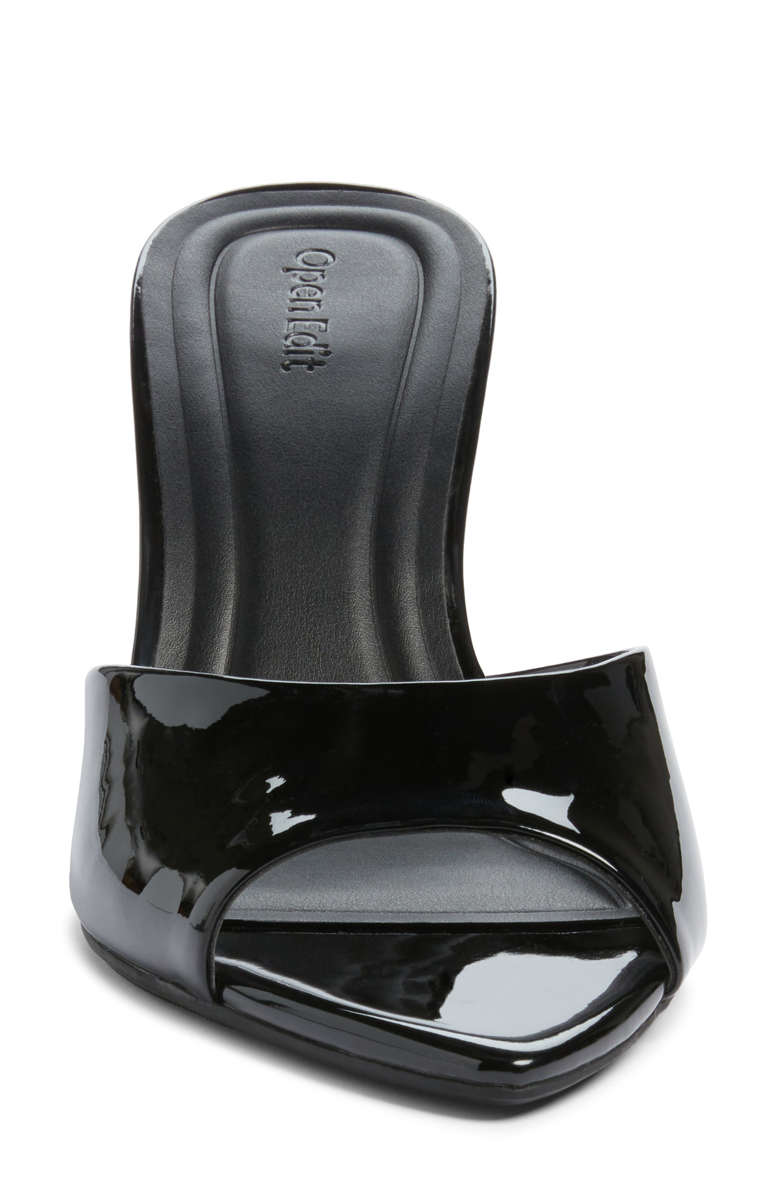 Open Edit Micah Heeled Sandal, Alternate, color, Black Patent