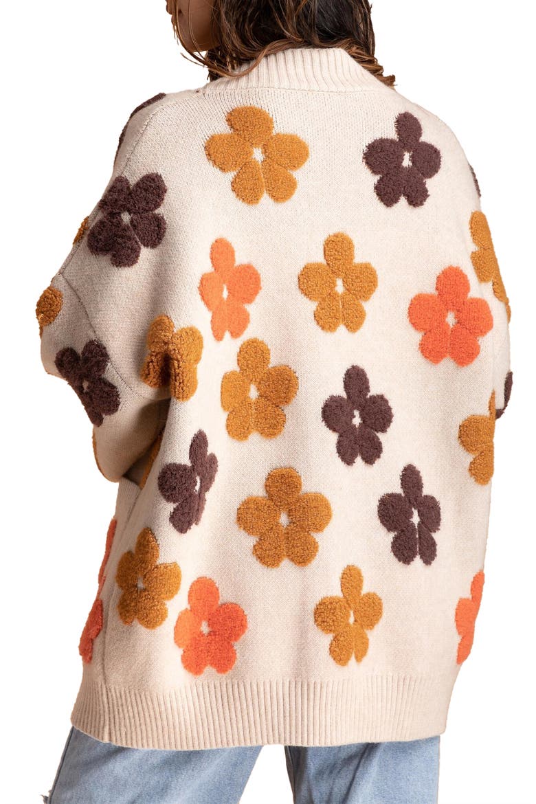 Floral Buttoned Cardigan, Alternate, color, BEIGE