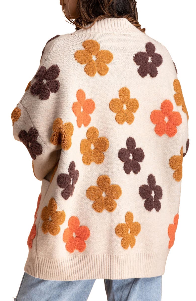 SAACHI Floral Buttoned Cardigan, Alternate, color, Beige