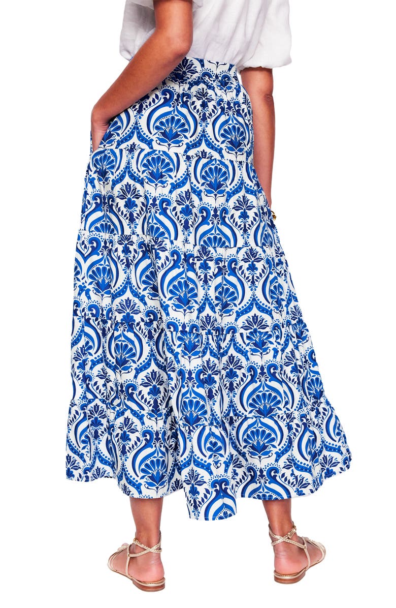 Nadia Print Tiered Cotton Maxi Skirt