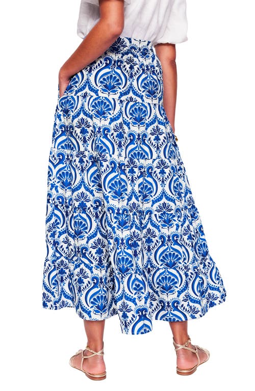 Boden Nadia Print Tiered Cotton Maxi Skirt