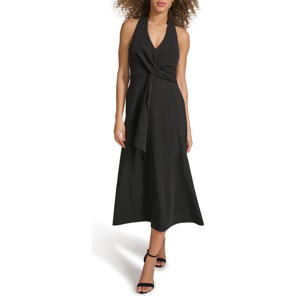 Siena Soft Touch Gab Midi Dress In Black