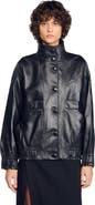 SANDRO Oversized Leather Jacket