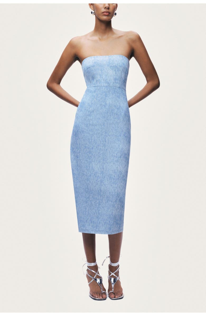 Nocturne Stone-Detail Strapless Midi Dress, Alternate, color, Blue