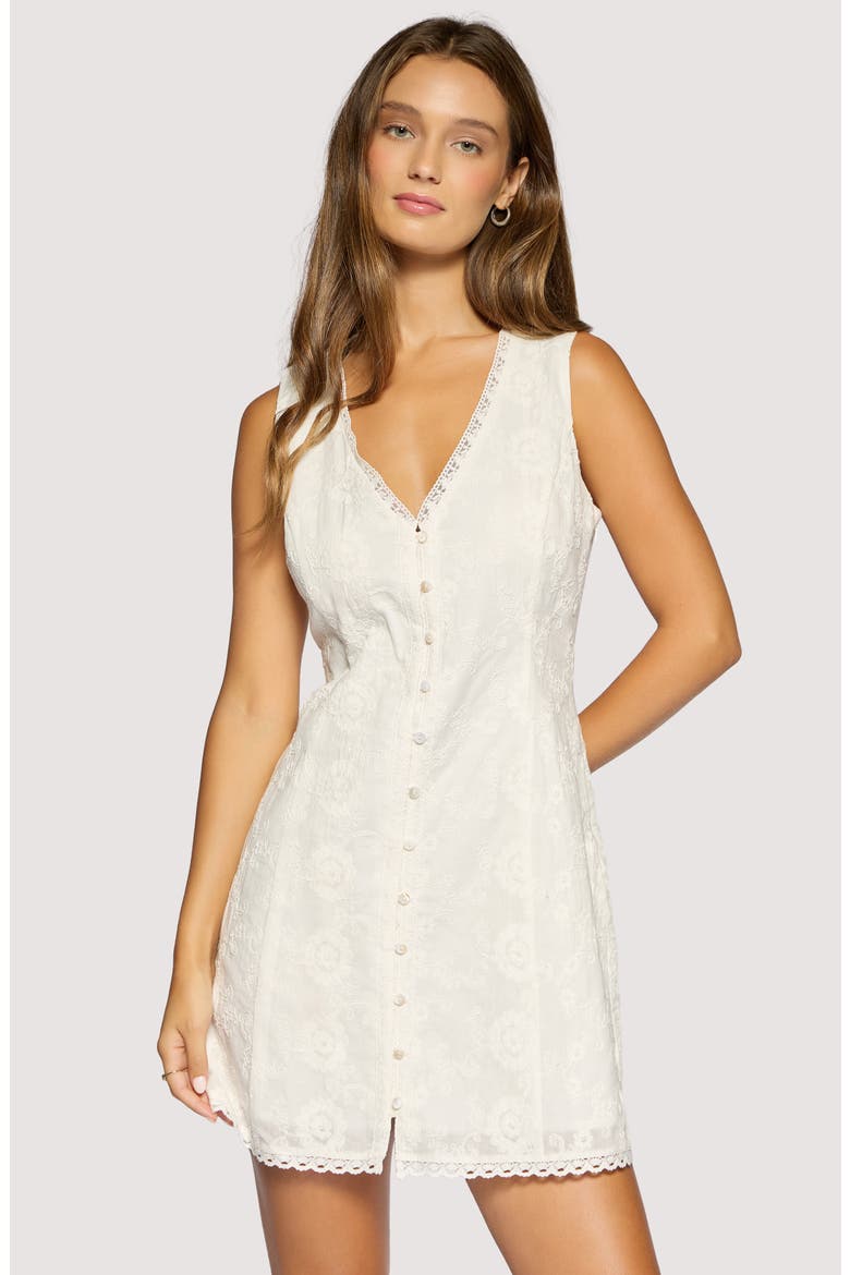 Olympia Floral Lace Mini Sheath Dress, Alternate, color, WHITE
