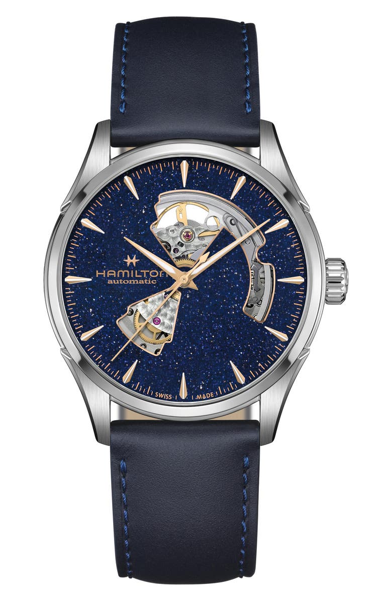 Hamilton Jazzmaster Open Heart Automatic Leather Strap Watch, 42mm, Main, color, 