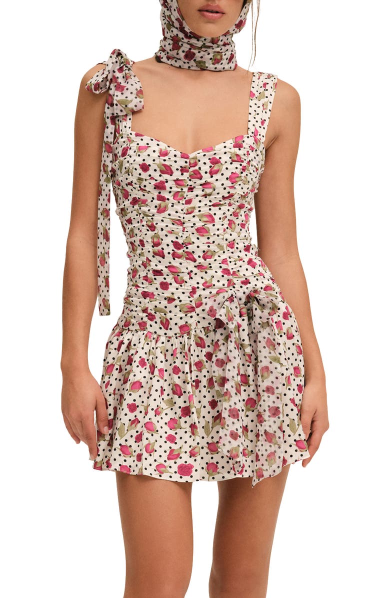 For Love & Lemons Betty Bud Fit & Flare Minidress, Main, color, 