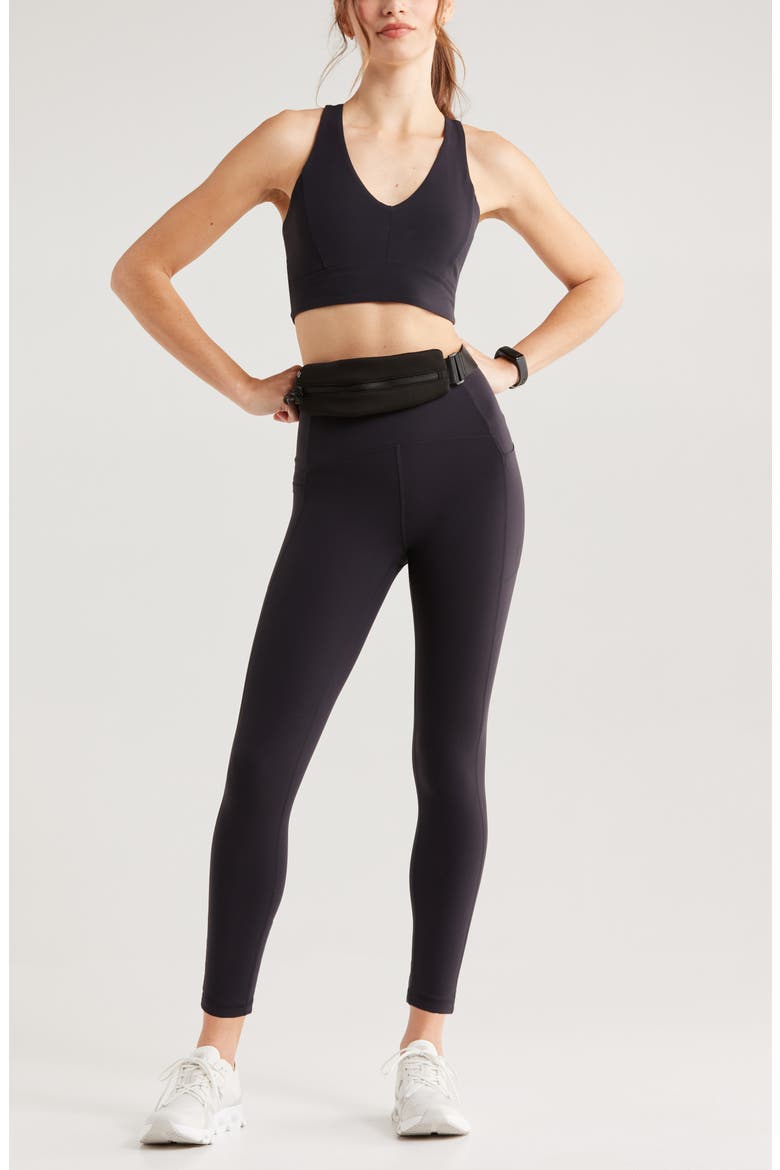 Studio Luxe High Waist Pocket 7/8 Leggings, Alternate, color, BLACK