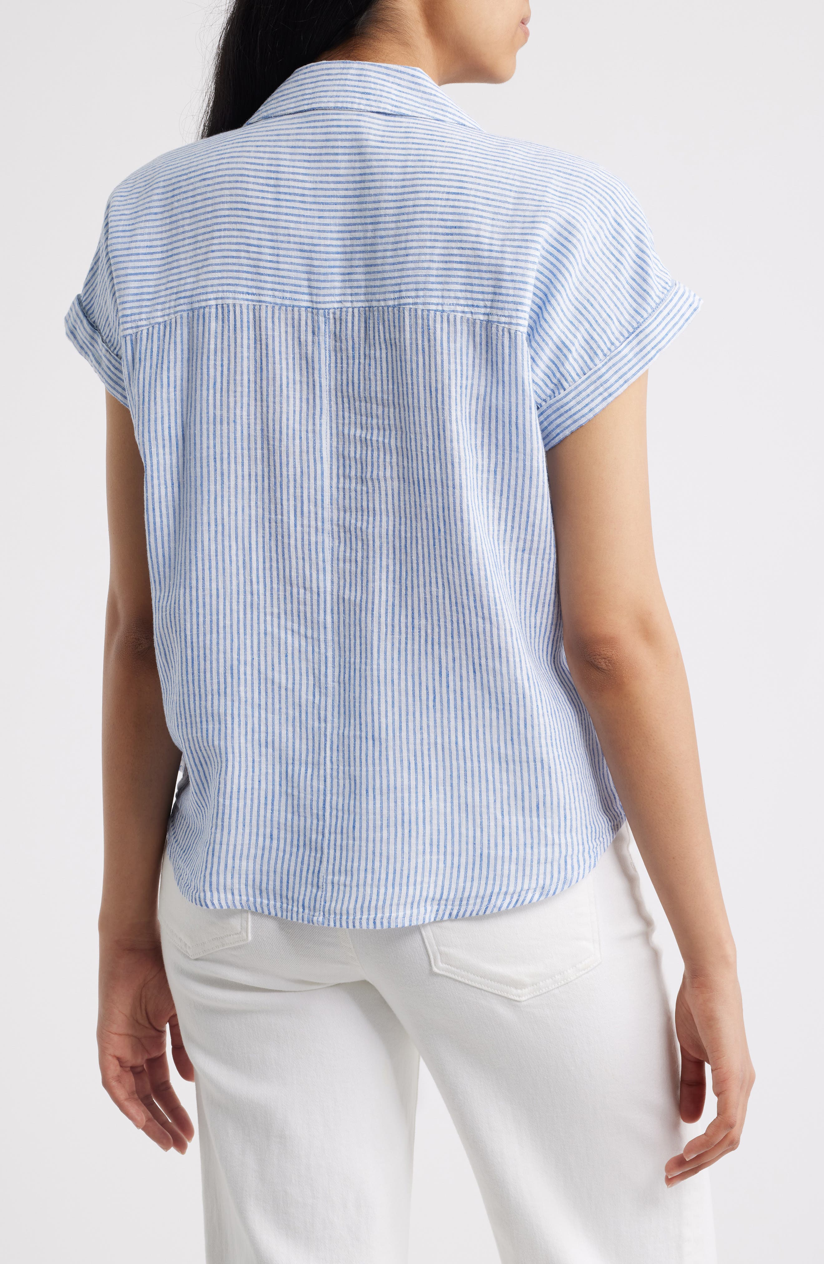Brooke Short Sleeve Button-Up Linen Blend Shirt - image 3