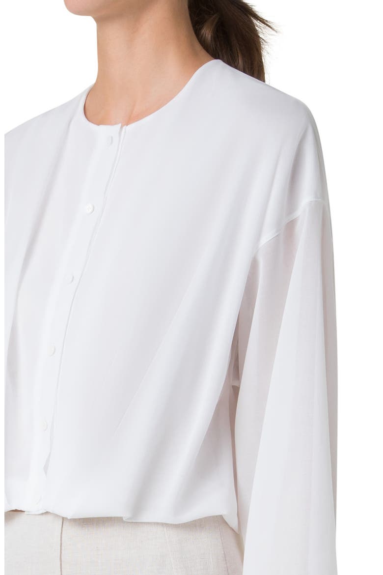Cotton Voile Crop Button-Up Shirt, Alternate, color, PURE WHITE