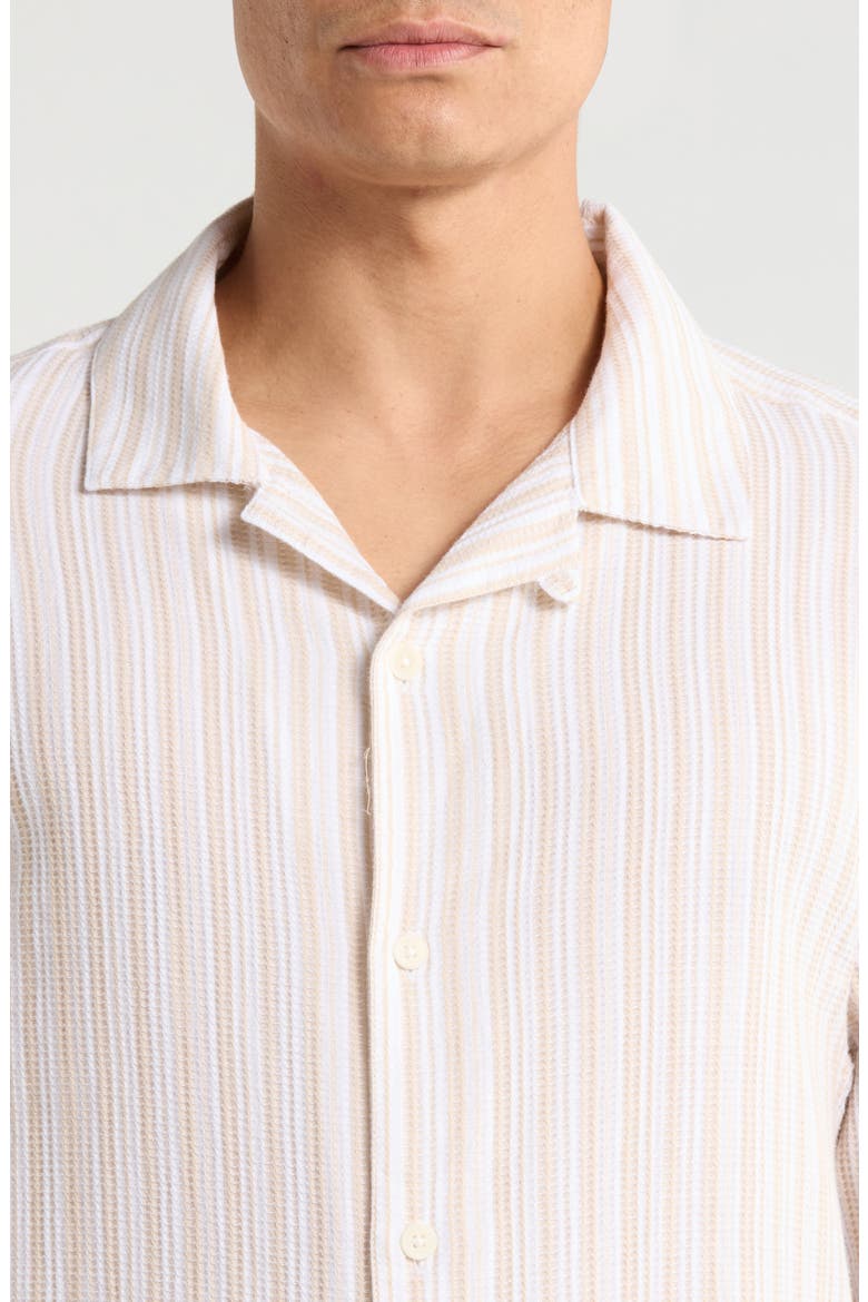 Corey Twisted Stripe Long Sleeve Cotton Camp Shirt, Alternate, color, NATURAL