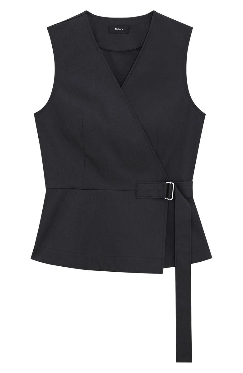 Theory Sleeveless Stretch Cotton Wrap Top, Alternate, color, 